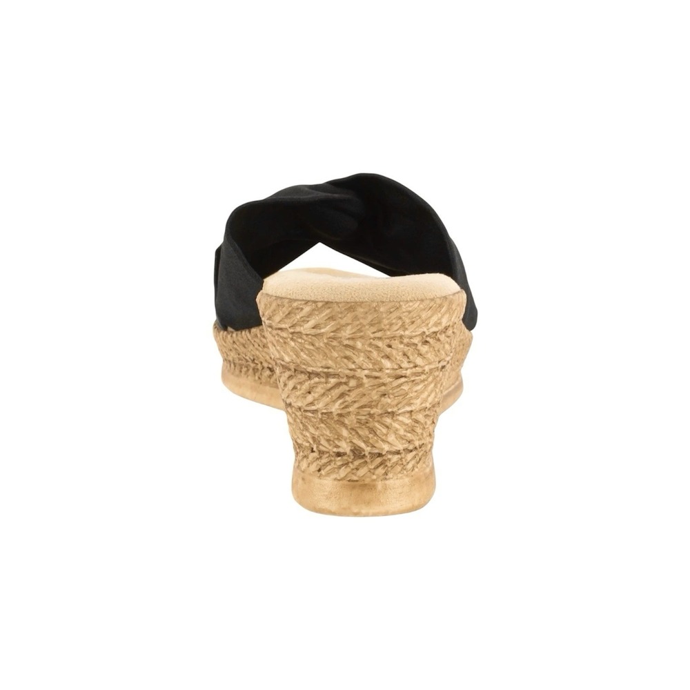 Tuscany by Easy Street‎ Black Fabric Knotted Wedge Sandals Made in Italy Womens - Picture 4 of 5